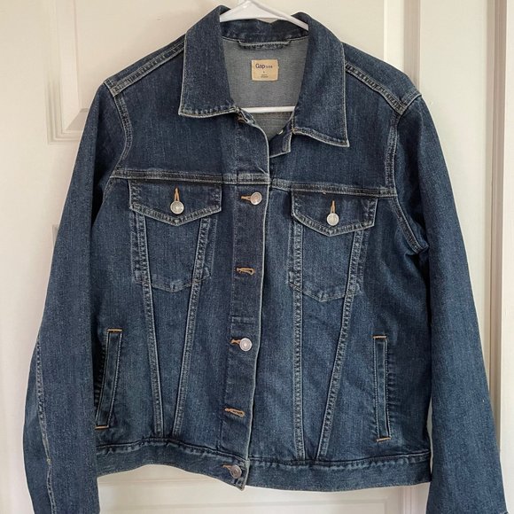 GAP Womens L Denim Jacket with Handmade Patchwork Panel - Picture 3 of 10